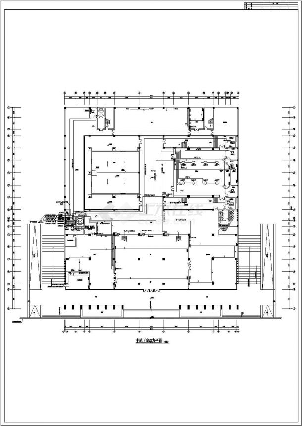 某长73.2米 宽63米 地下1地上4层图书馆电气CAD施工设计（平面 系统图）-图二