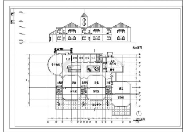 某地幼儿园建筑全套方案cad图-图二