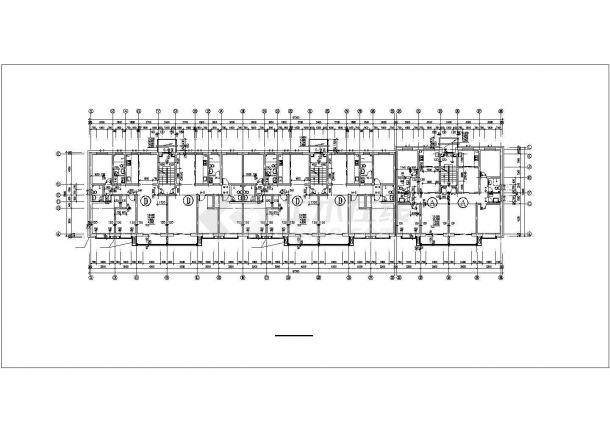 孝感市达利花园小区6层砖混结构住宅楼平面设计CAD图纸-图二