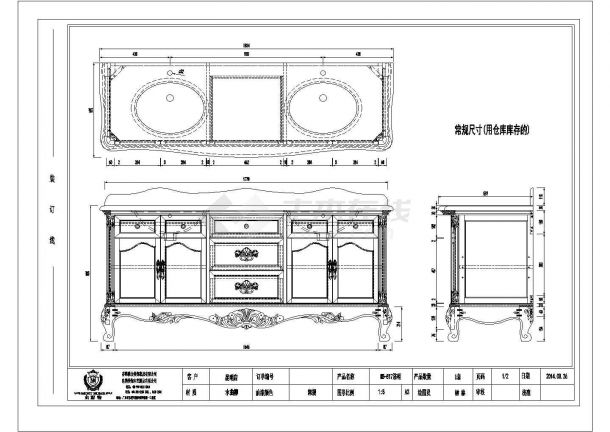 某昆明店门展区浴室柜CAD大样构造施工设计图-图一