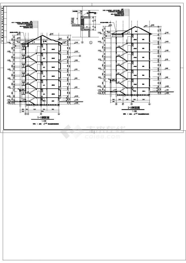 南京市学府家园小区6层混合结构住宅楼建筑设计CAD图纸（含阁楼和车库）-图二