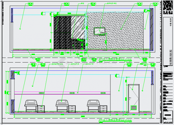 某港龙医院施工图病房层CAD全套完整设计立面图-图一