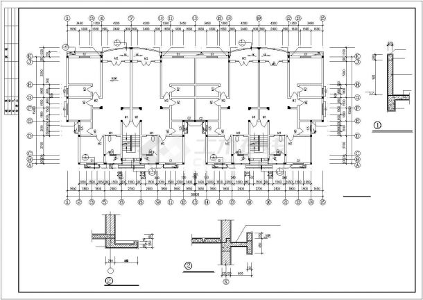 福州市吉祥花园小区3180平6层砖混结构住宅楼建筑设计CAD图纸（含阁楼）-图二
