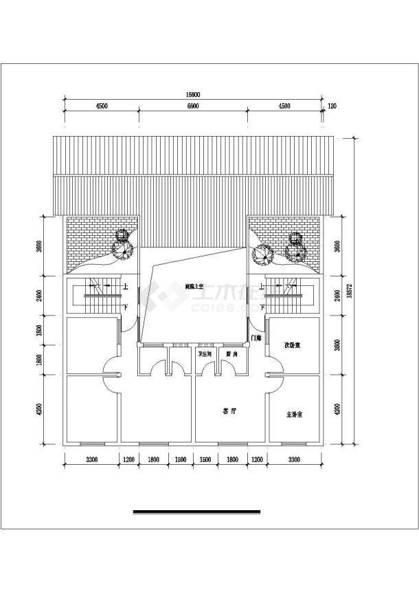 杭州市拱墅区某别墅区4层双拼式单体别墅楼建筑设计CAD图纸（含总图）-图一