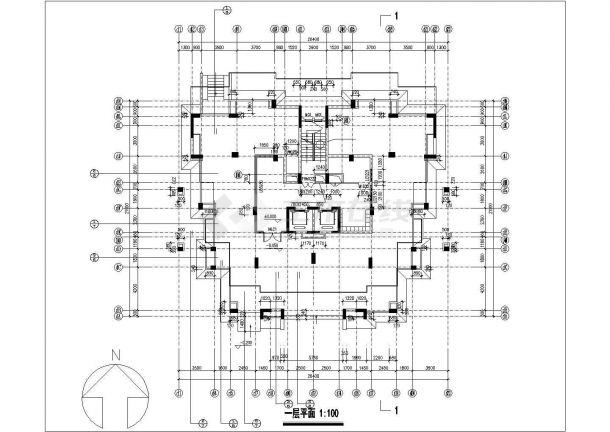 南京市紫桂嘉园小区16层框架结构住宅楼建筑设计CAD图纸（含机房层）-图一