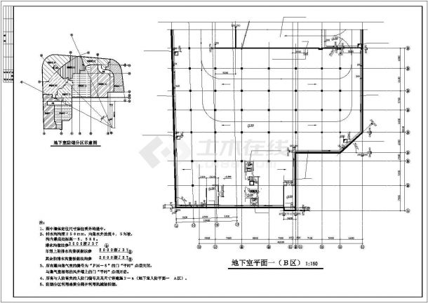 保定市某大型购物商场地下停车场全套平面设计CAD图纸-图一