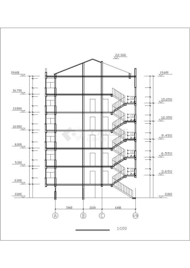 徐州市安林家园小区7层砖混结构住宅楼全套建筑设计CAD图纸-图二