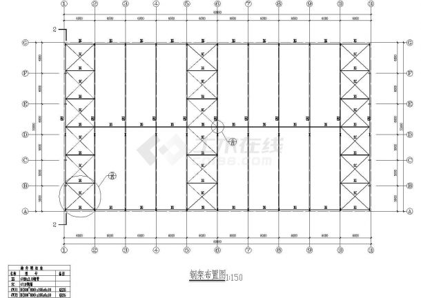 某24m跨钢结构厂房（60x33m）设计cad结构施工图（标注详细）-图二