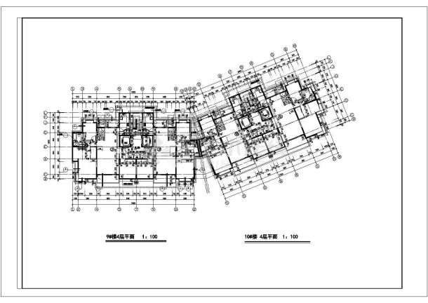 苏州市湾景苑小区19+16层两栋公寓住宅楼平面设计CAD图纸（含机房层）-图一