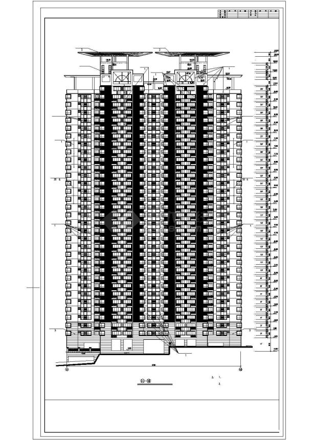 南京市北湖嘉园小区31层框架结构住宅楼立剖面设计CAD图纸（含架空层）-图二