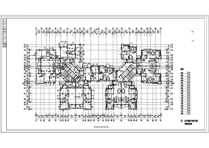 上海市某小区33层剪力墙结构住宅楼平面设计CAD图纸（含机房水箱层）_图1