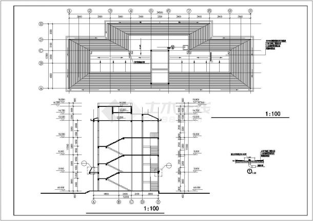 安康市南湖佳园小区1550平米4层砖混结构住宅楼建筑设计CAD图纸-图一