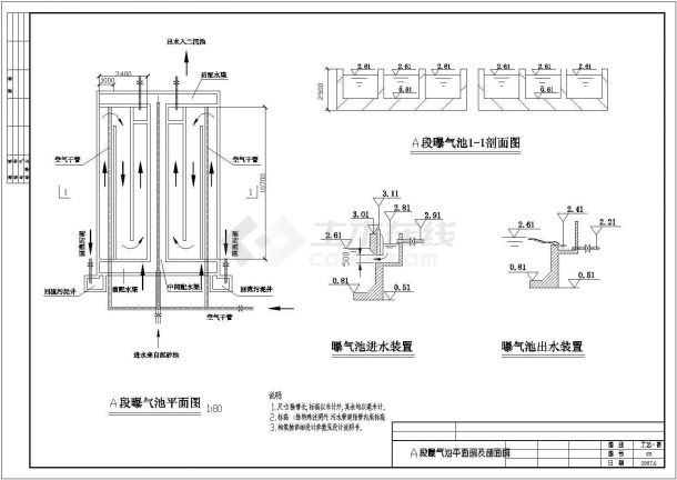 某曝气池CAD大样全套节点施工图纸-图一