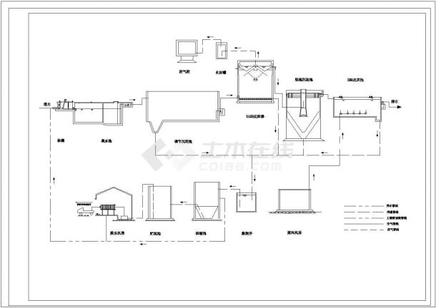 某啤酒废水处理厂处理CAD大样设计完整流程图-图一