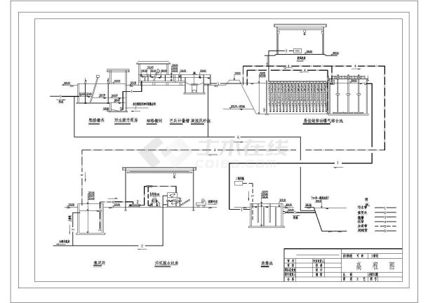 某县城市污水处理工程污水处理高程图悬挂曝气CAD节点平面施工图-图一