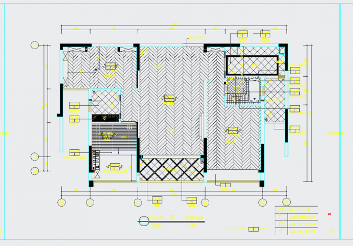 广东地中海风格三室两厅样板房施工图CAD图纸_图1