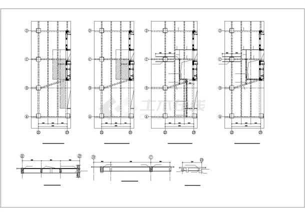 [吉林]地上三层框架结构购物中心改造加固结构施工CAD图-图二