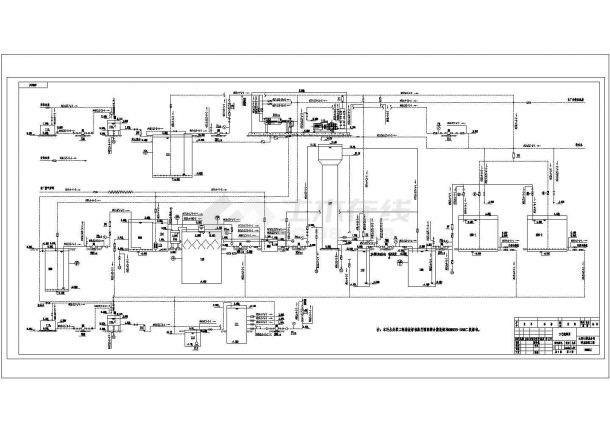 山西某制药厂污水处理工程工艺流程图CAD环保大样设计图-图一