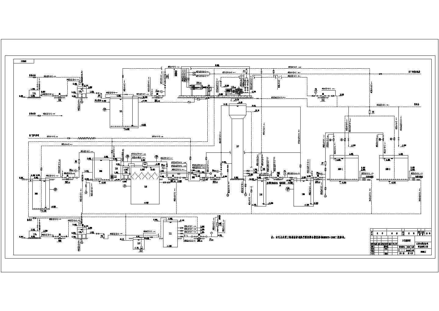 山西某制药厂污水处理工程工艺流程图CAD环保大样设计图