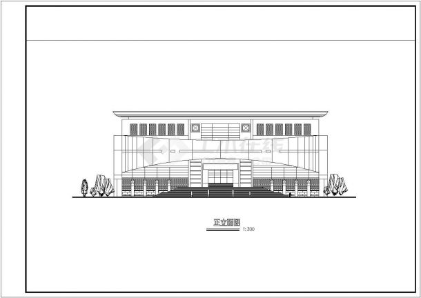 某长58.8米 宽53.05米 5层县文化艺术中心博物馆建筑CAD方案设计图【各层平面 1立面 平面布置图】-图二