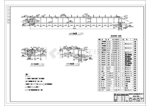 重庆某净水厂清水池工艺图清水池CAD环保设计图-图二