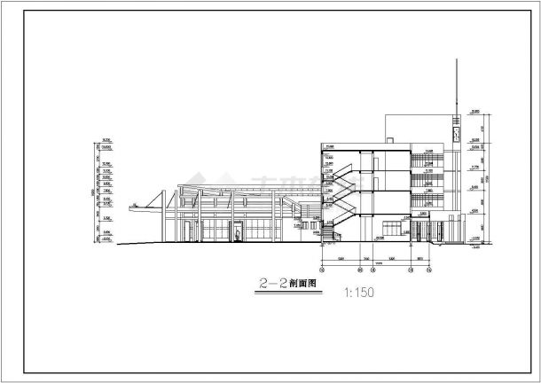 某四层4038平方米长途汽车客运站CAD框架结构施工节点图纸-图二
