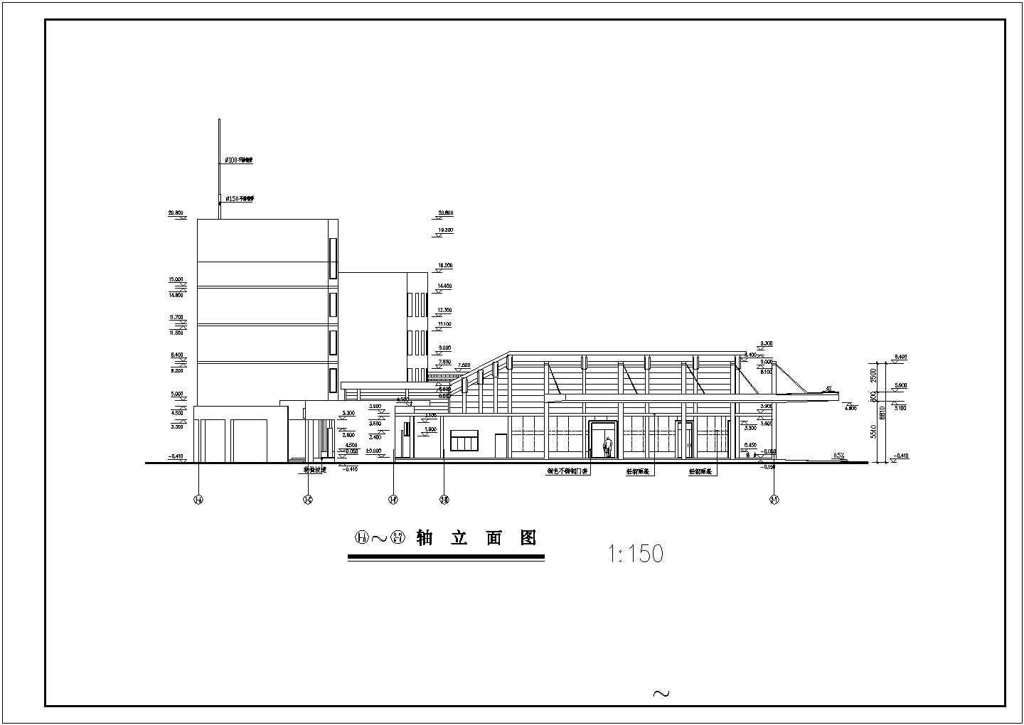某四层4038平方米长途汽车客运站CAD框架结构施工节点图纸