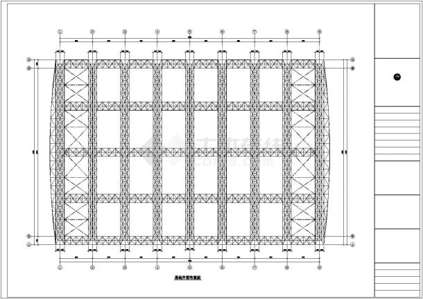 【山东】某空间管桁架50米跨钢结构施工cad图纸-图一