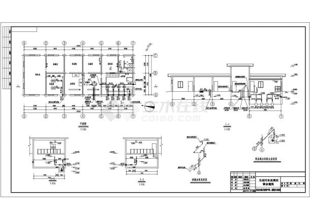 宁夏某生活污水处理站CAD完整节点施工图纸-图二