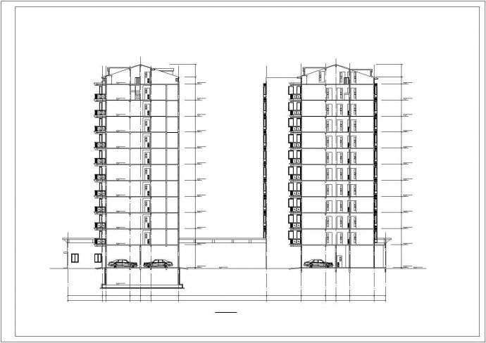 成都市某两栋12层框架结构连体式商住楼建筑设计CAD图纸（1-2层商用）_图1