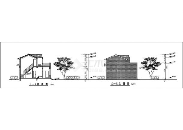 无锡市胜新村某2层砖混结构乡村别墅全套建筑设计CAD图纸-图一