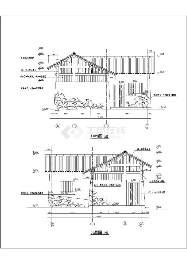 某一层砖混结构公厕设计cad全套建筑施工图-图二