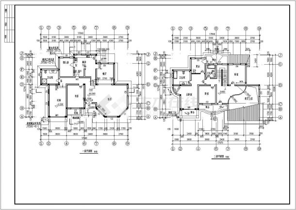 小别墅全套建筑结构施工CAD图-图二