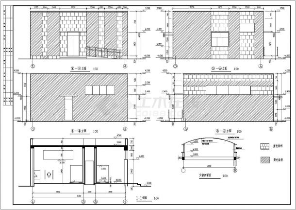 某长9.8米 宽9.1米 单层89平米砌体结构市区公厕设计cad全套建施图【含建筑设计说明】-图二