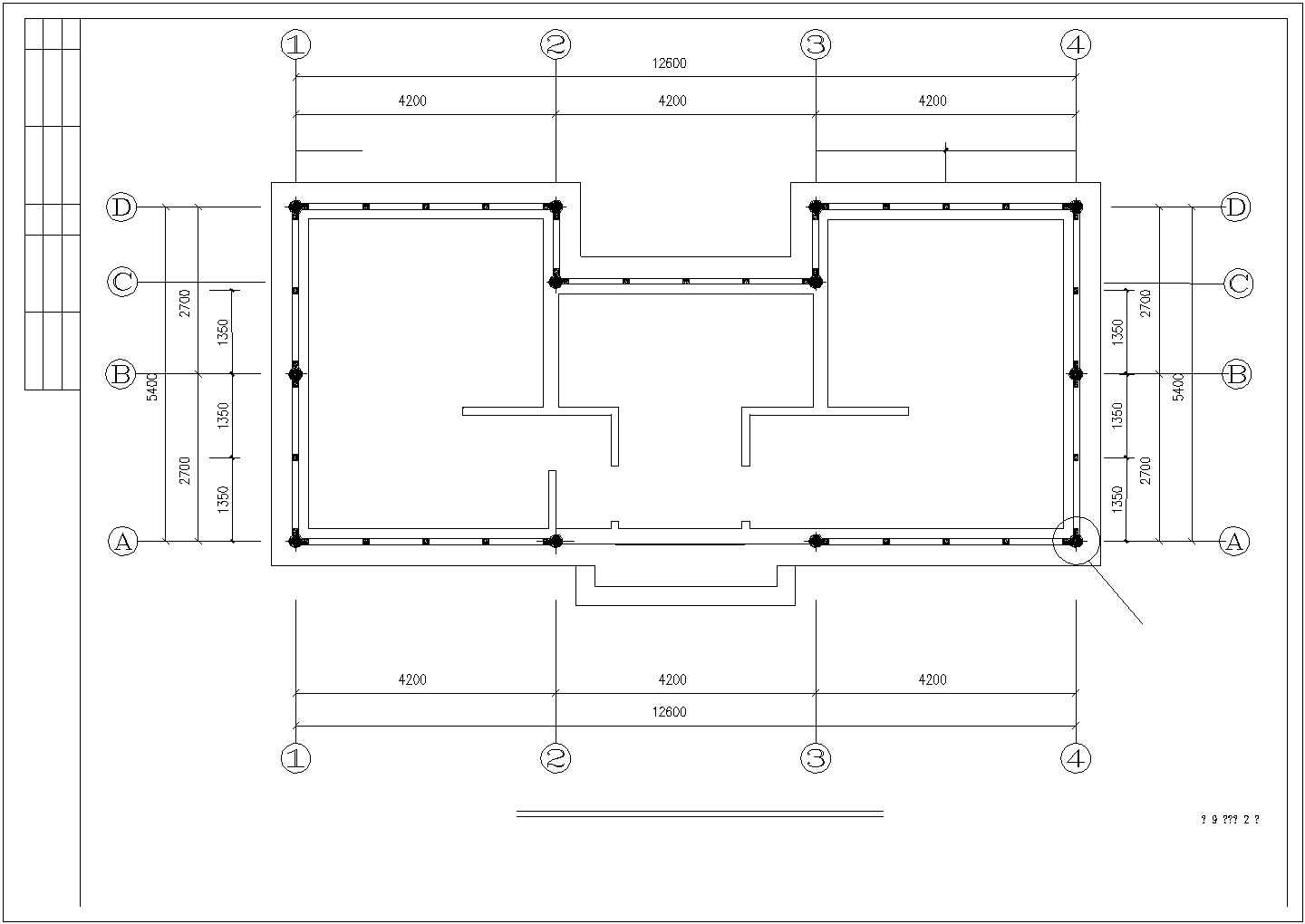 某长12.6米 宽5.4米 1层动物园公厕设计cad建筑方案图