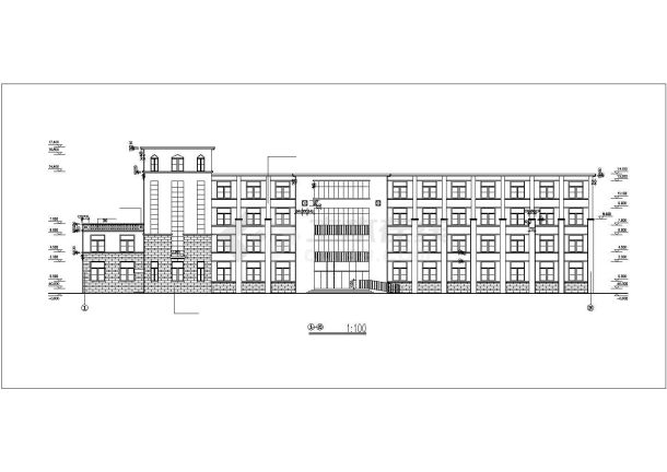 贵阳市某高等技术学院6层砖混结构学生宿舍楼建筑设计CAD图纸-图一