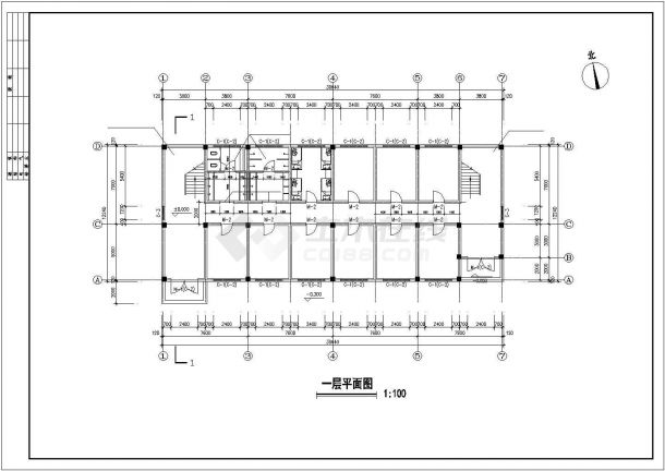 衡阳市第四中学5层砖混结构学生宿舍楼全套建筑设计CAD图纸-图一