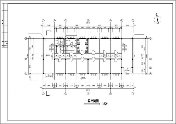衡阳市第四中学5层砖混结构学生宿舍楼全套建筑设计CAD图纸_图1