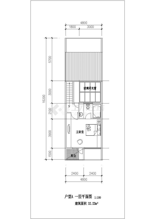 潍坊市某现代化居住区163平米3层砖混结构单体别墅平立面设计CAD图纸-图二