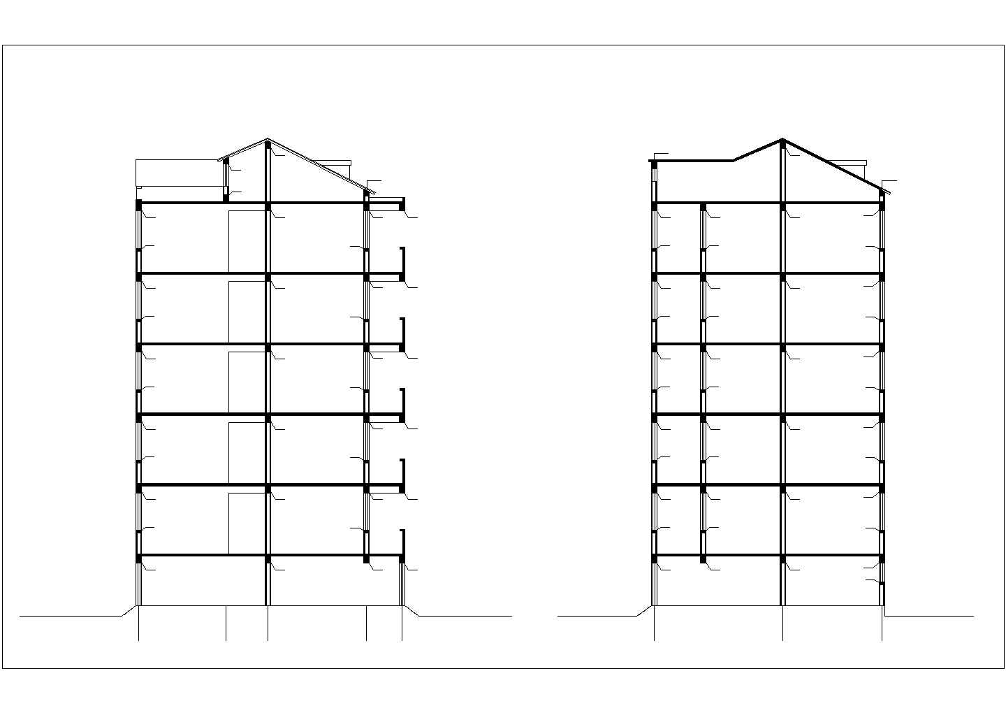 贵阳市天富家园小区5层混合结构民居楼建筑设计CAD图纸（含车库层）
