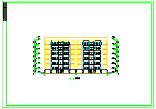 七层二单元对称户型城市小区住宅建筑cad设计图-图二