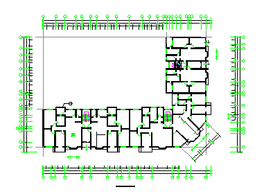 六层L型住宅三单元混合户型建筑cad设计图