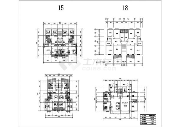70种一梯两户户型设计cad建筑平面方案图纸-图二