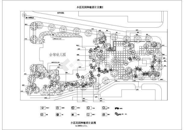 某多层住宅小区花园种植规划设计cad总平面施工图