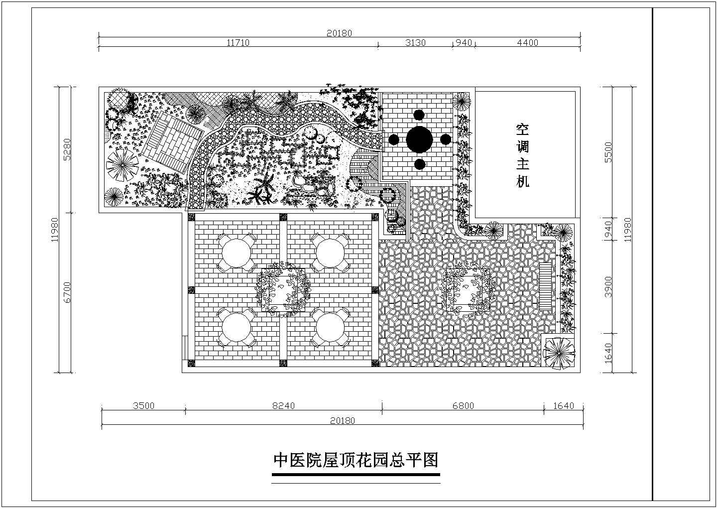某城市医疗建筑屋顶花园景观设计施工CAD图纸