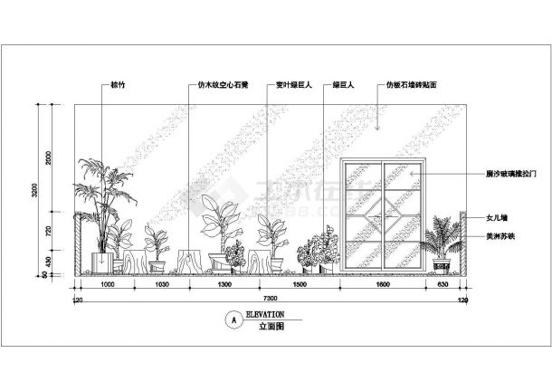 某城市高层办公建筑屋顶花园景观设计施工CAD图纸-图二