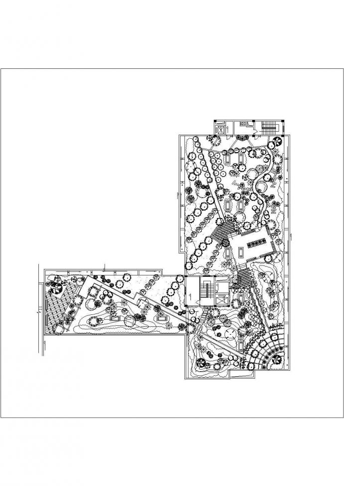 某城市办公建筑屋顶花园景观设计施工CAD图纸_图1