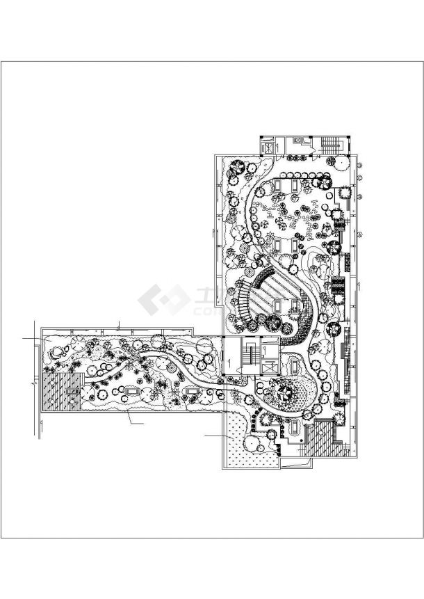 某城市办公建筑屋顶花园景观设计施工CAD图纸-图二