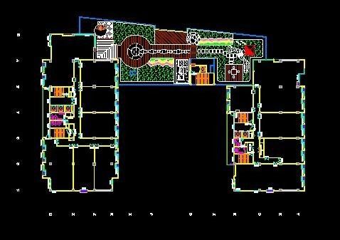 某写字楼建筑空中花园小庭院景观设计施工CAD图纸-图一