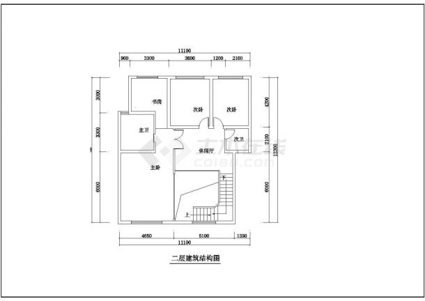 某跃层户型室内设计CAD方案图-图二